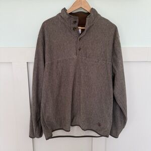 Southern Proper 1/4 Button Birch Pullover Men's Large Herringbone Preppy Hunting